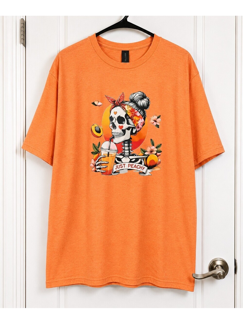 Just Peachy Skeleton Graphic T-Shirt – Cute Peach Aesthetic Summer Tee
